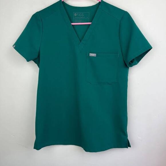 Figs Green V neck one pocket short sleeve scrub top womens size xs - Picture 1 of 6